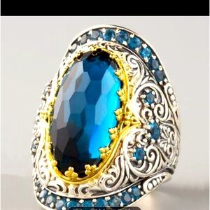 1pc New Topaz Color Ring European And American Plated.